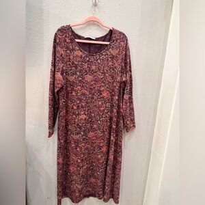 Peruvian Connection Long Sleeve Floral Midi Dress - Plum Multi xxl